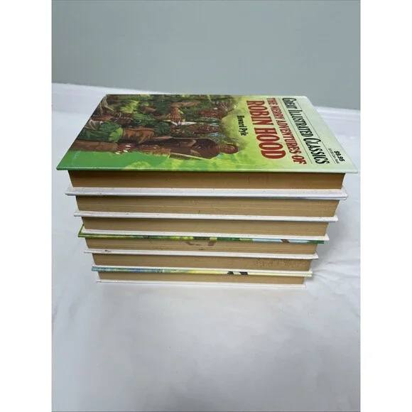 6 Great Illustrated Classics Children’s Books - Robin Hood, Tom Sawyer +More EUC - Picture 4 of 7